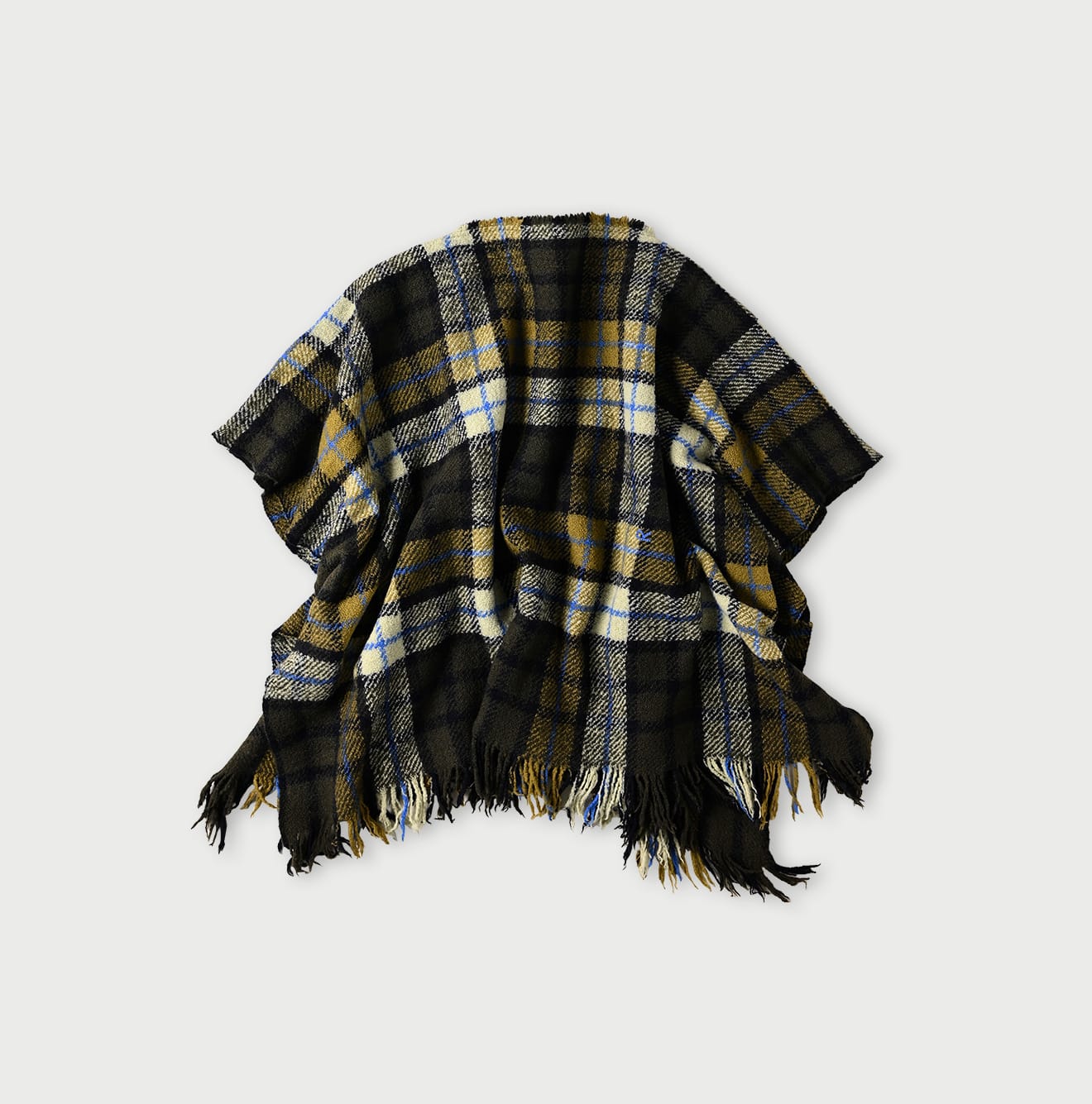 45R Merino Cashmere Check Poncho