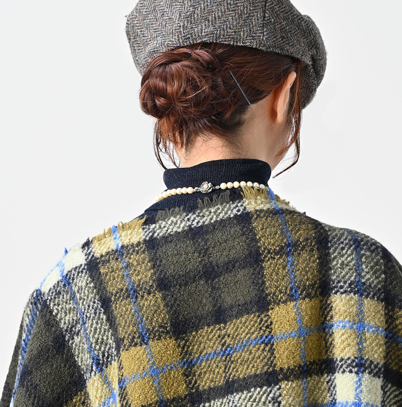 45R Merino Cashmere Check Poncho