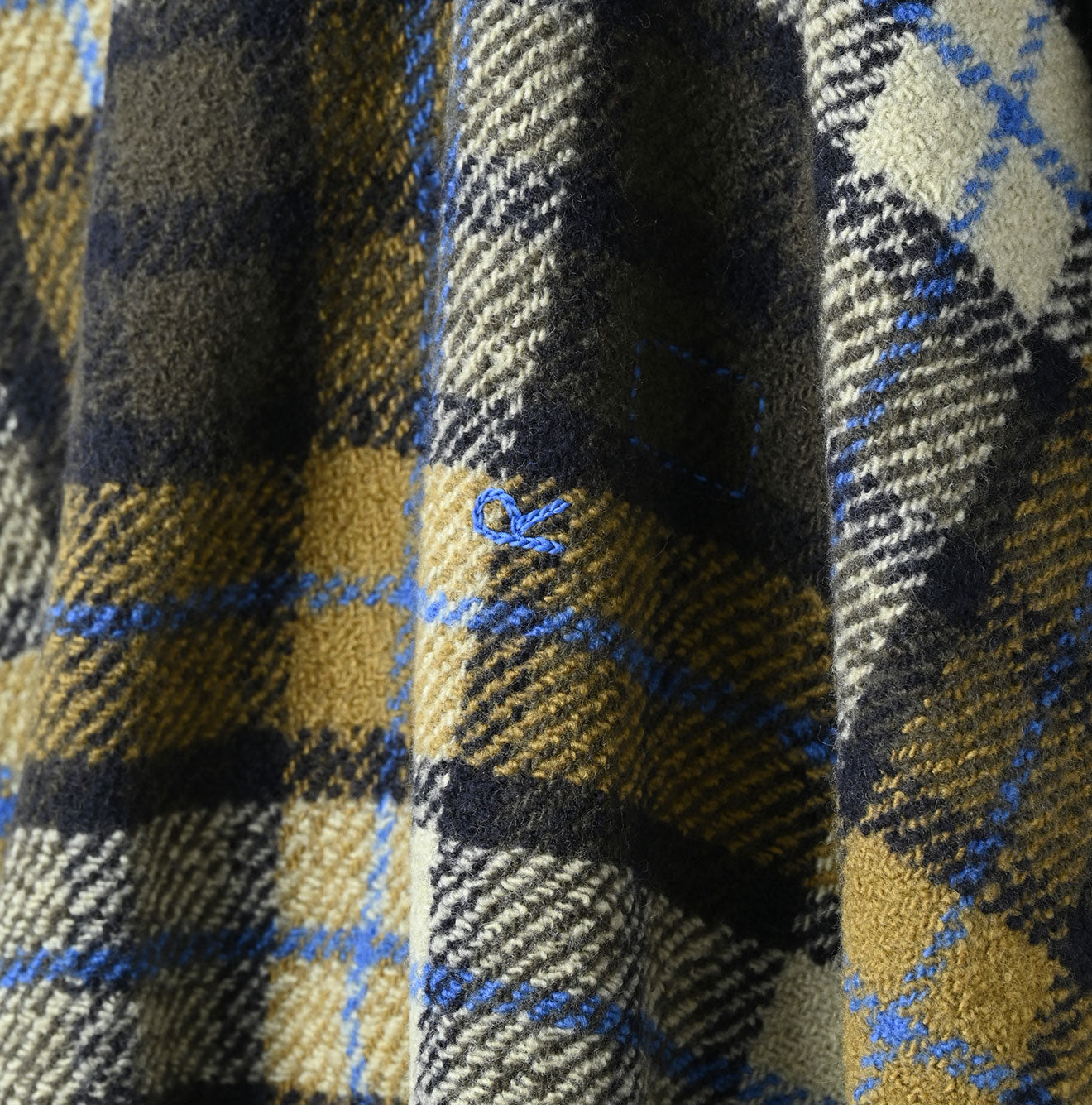 45R Merino Cashmere Check Poncho