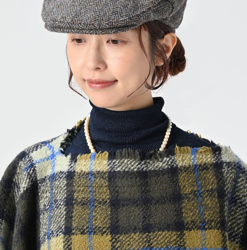 45R Merino Cashmere Check Poncho