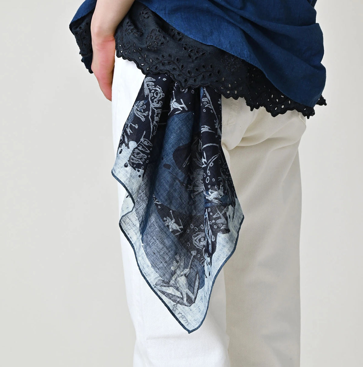 45R Indigo Gauze Skier Komon Bandana - Image 2