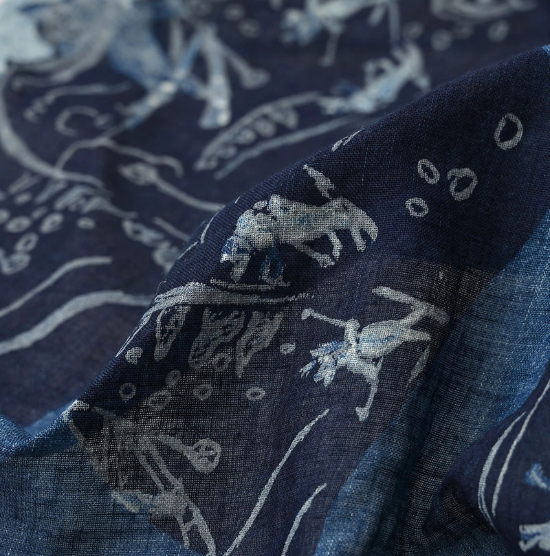 45R Indigo Gauze Skier Komon Bandana - Image 6