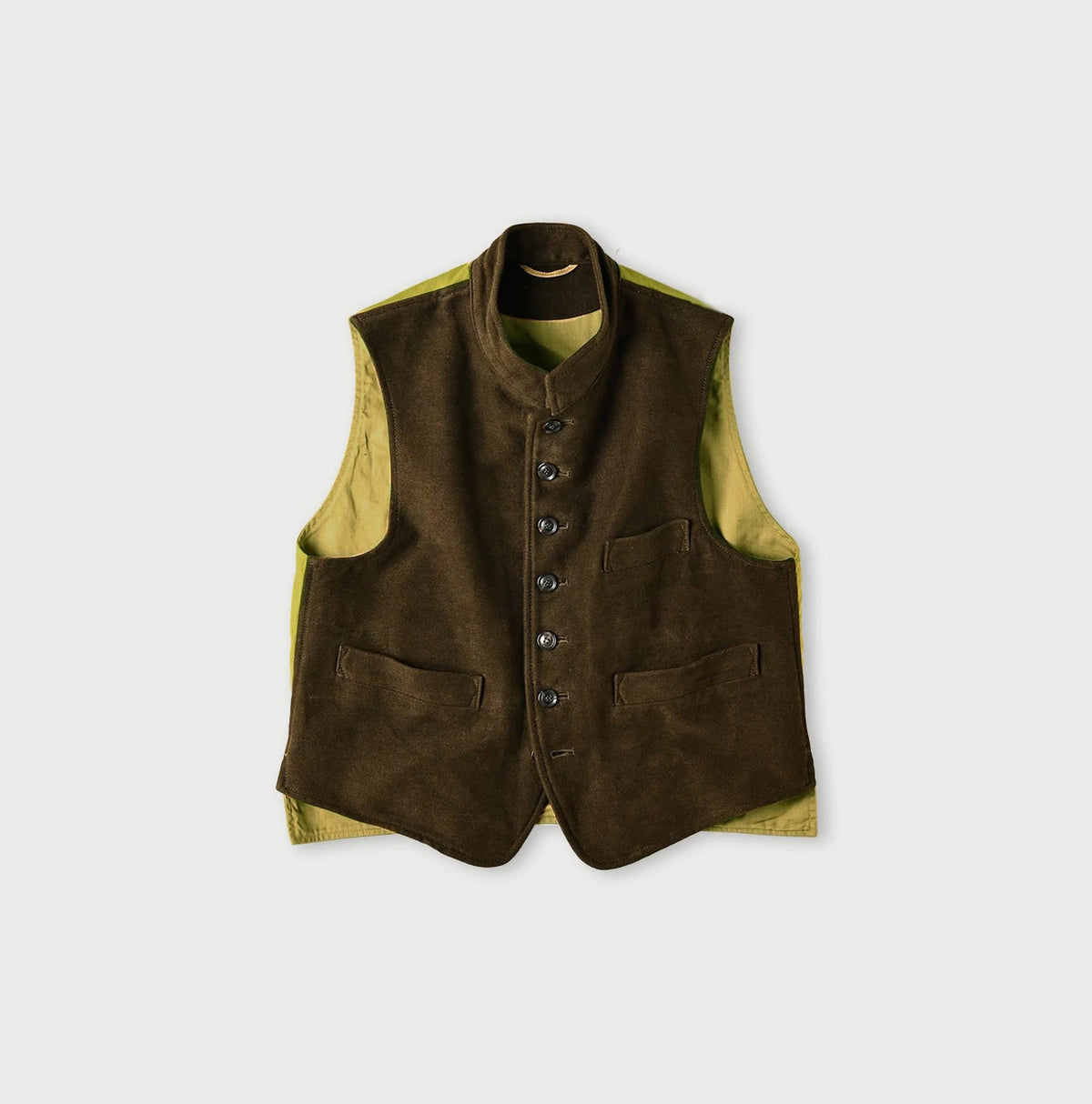 45R Cotton Flannel 908 Stand Collar Vest (Top-dyed)