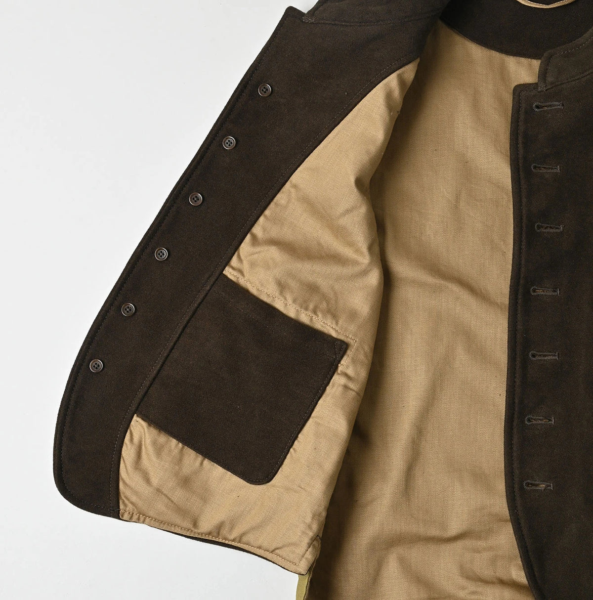 45R Cotton Flannel 908 Stand Collar Vest (Top-dyed)