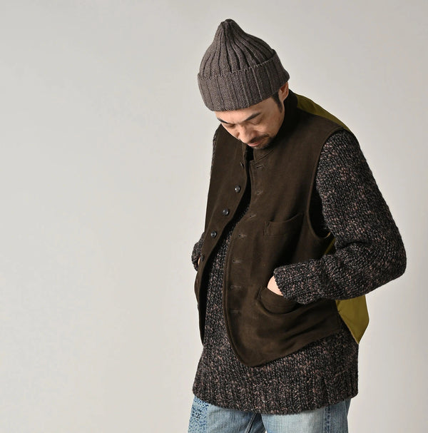 45R Cotton Flannel 908 Stand Collar Vest (Top-dyed)