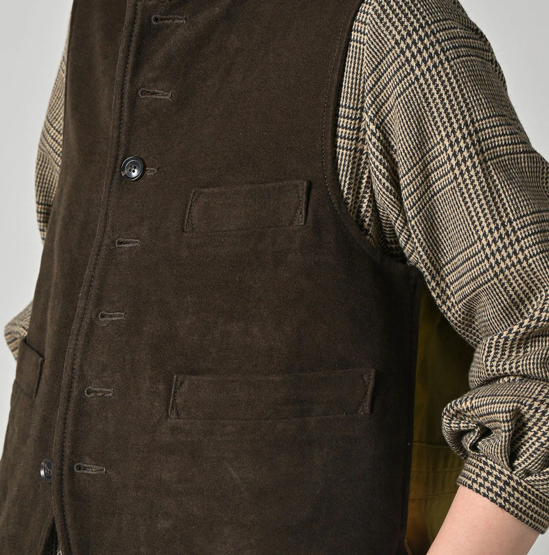 45R Cotton Flannel 908 Stand Collar Vest (Top-dyed) - Image 11