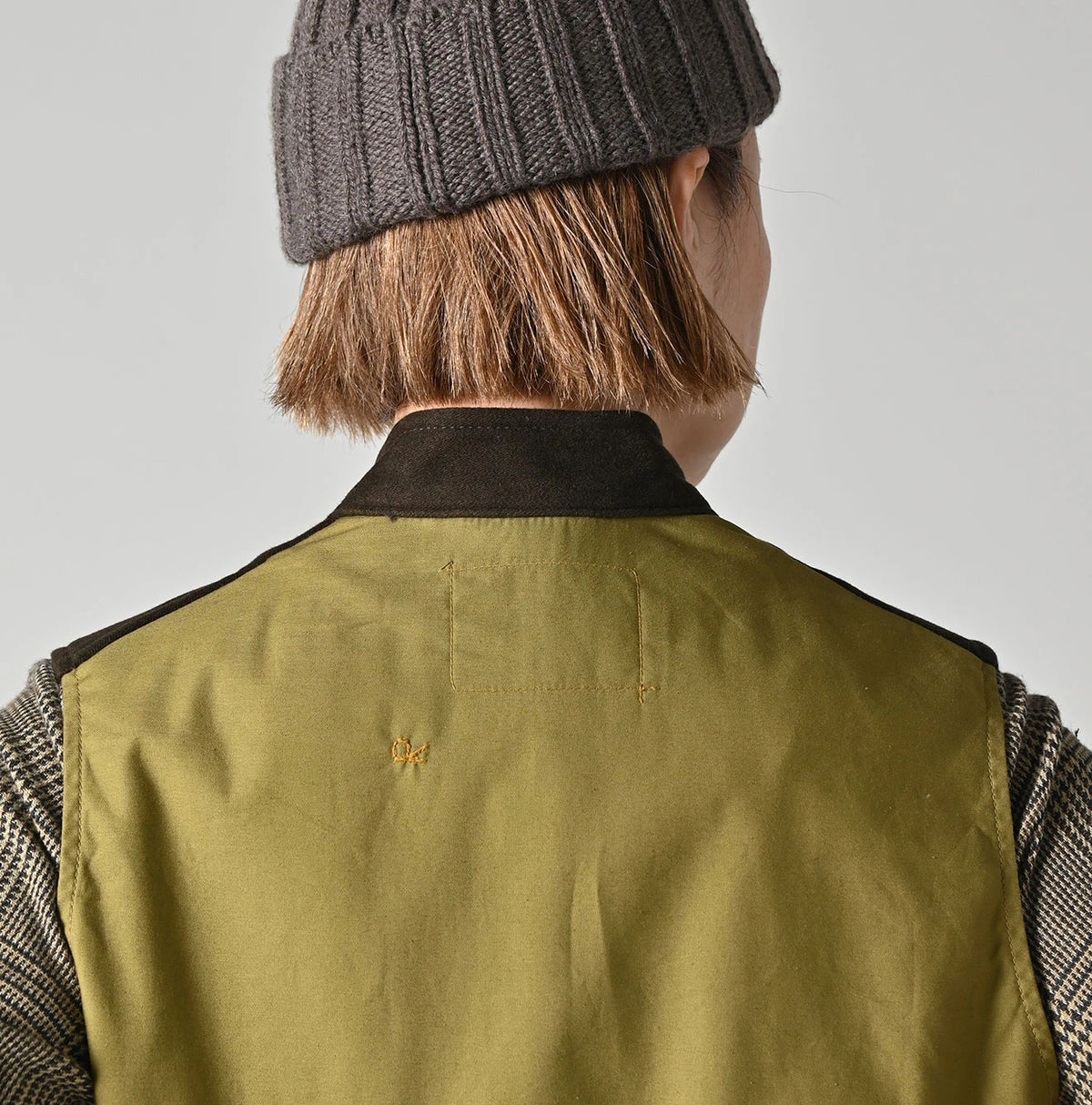 45R Cotton Flannel 908 Stand Collar Vest (Top-dyed)