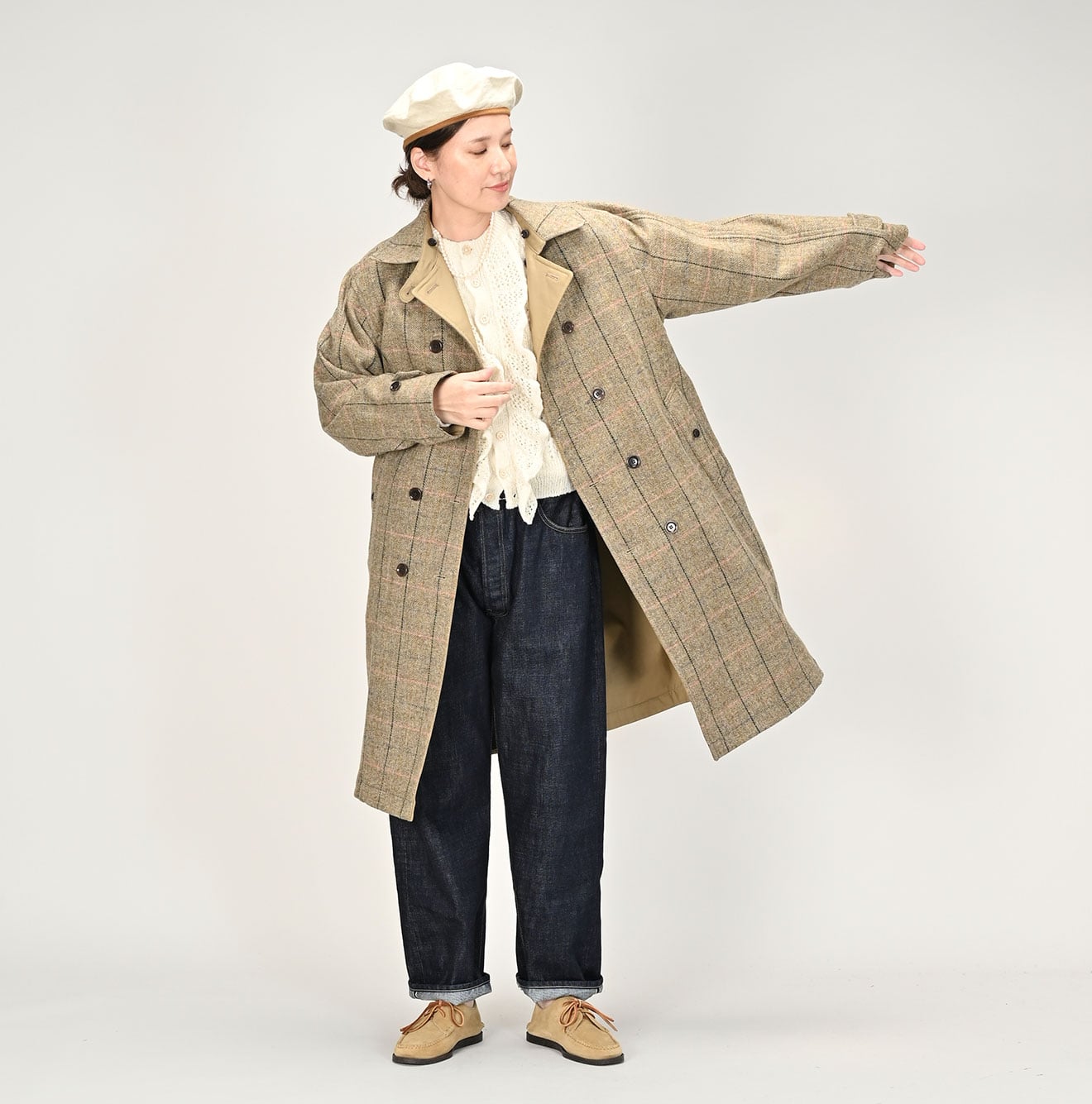 45R Gabardine Tweed 908 Reversible Coat