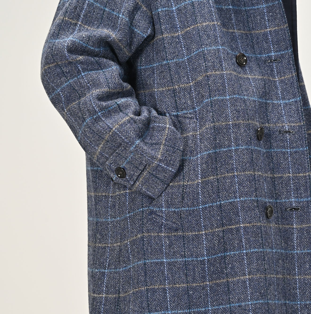 45R Indigo Gabardine Tweed 908 Reversible Coat