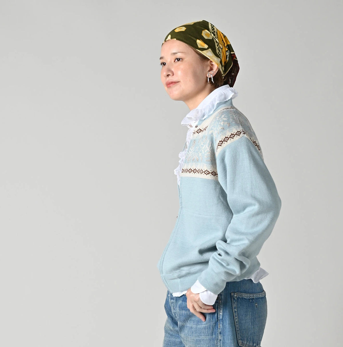 45R Snowflake Jacquard Smooth 908 Knit-sewn Blouson - Image 7
