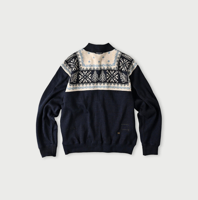 45R Indigo Snowflake Jacquard Smooth 908 Knit-sewn Blouson - Image 15