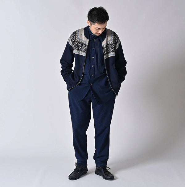 45R Indigo Snowflake Jacquard Smooth 908 Knit-sewn Blouson