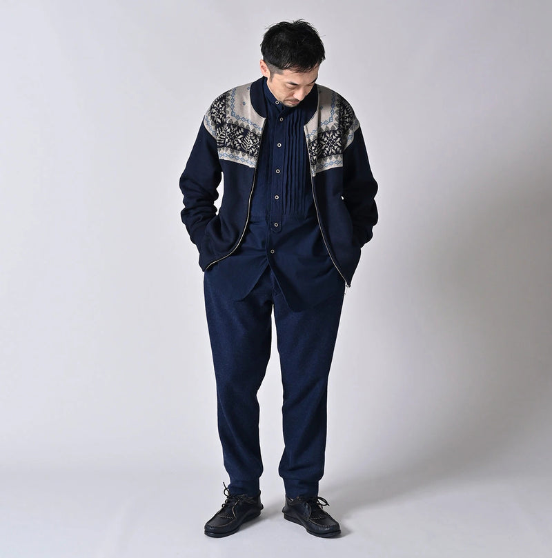 45R Indigo Snowflake Jacquard Smooth 908 Knit-sewn Blouson - Image 6