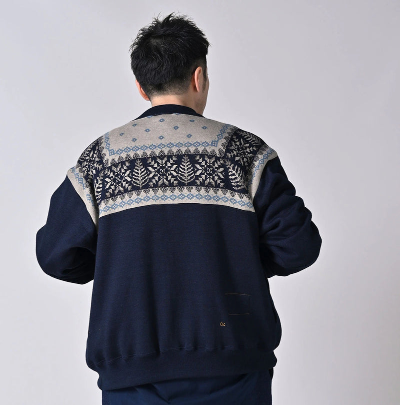 45R Indigo Snowflake Jacquard Smooth 908 Knit-sewn Blouson - Image 9