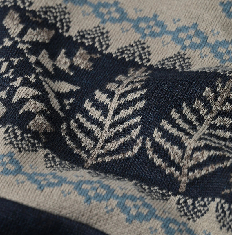 45R Indigo Snowflake Jacquard Smooth 908 Knit-sewn Blouson - Image 20