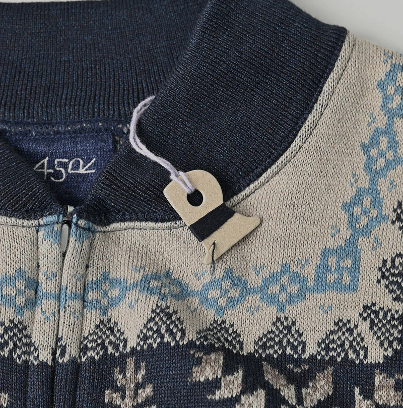 45R Indigo Snowflake Jacquard Smooth 908 Knit-sewn Blouson - Image 21