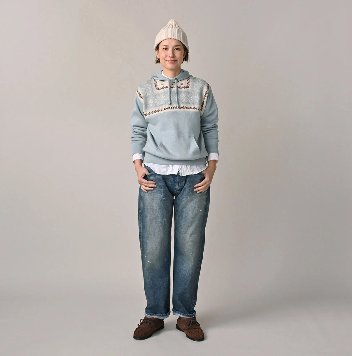 45R Snowflake Jacquard Smooth 908 Knit-sewn Hoodie - Image 2