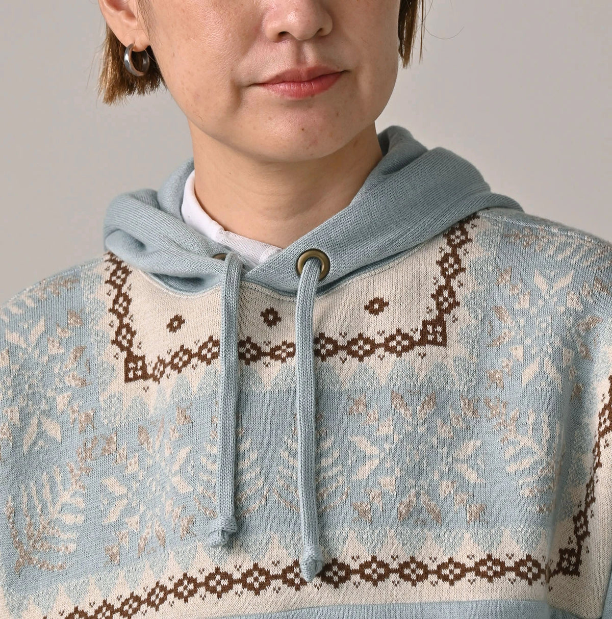 45R Snowflake Jacquard Smooth 908 Knit-sewn Hoodie - Image 6