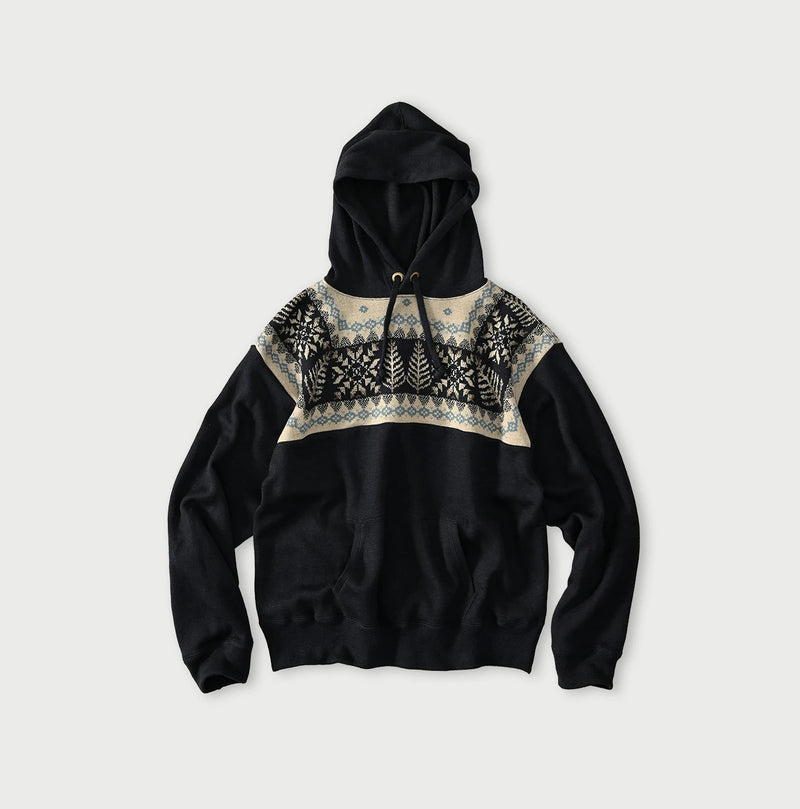 45R Indigo Snowflake Jacquard Smooth 908 Knit-sewn Hoodie - Image 1