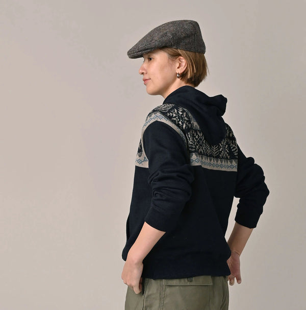 45R Indigo Snowflake Jacquard Smooth 908 Knit-sewn Hoodie