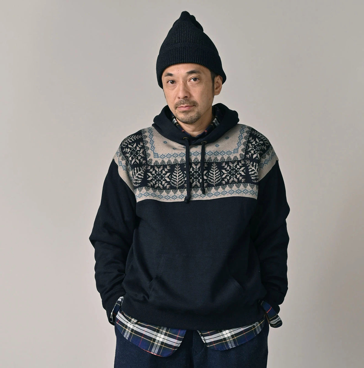 45R Indigo Snowflake Jacquard Smooth 908 Knit-sewn Hoodie