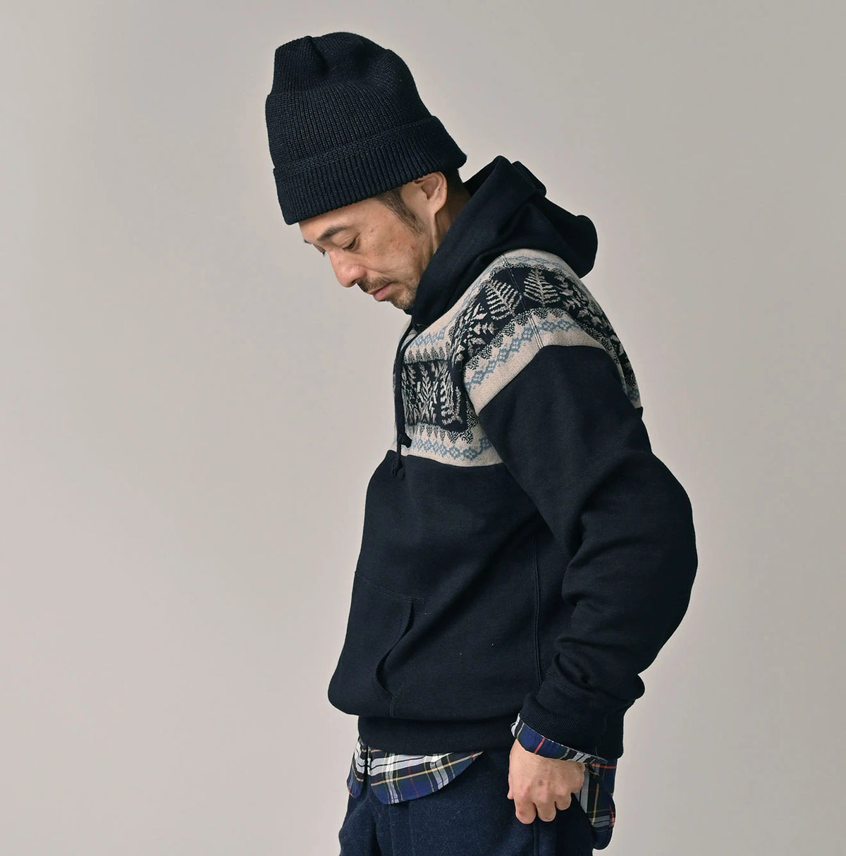 45R Indigo Snowflake Jacquard Smooth 908 Knit-sewn Hoodie