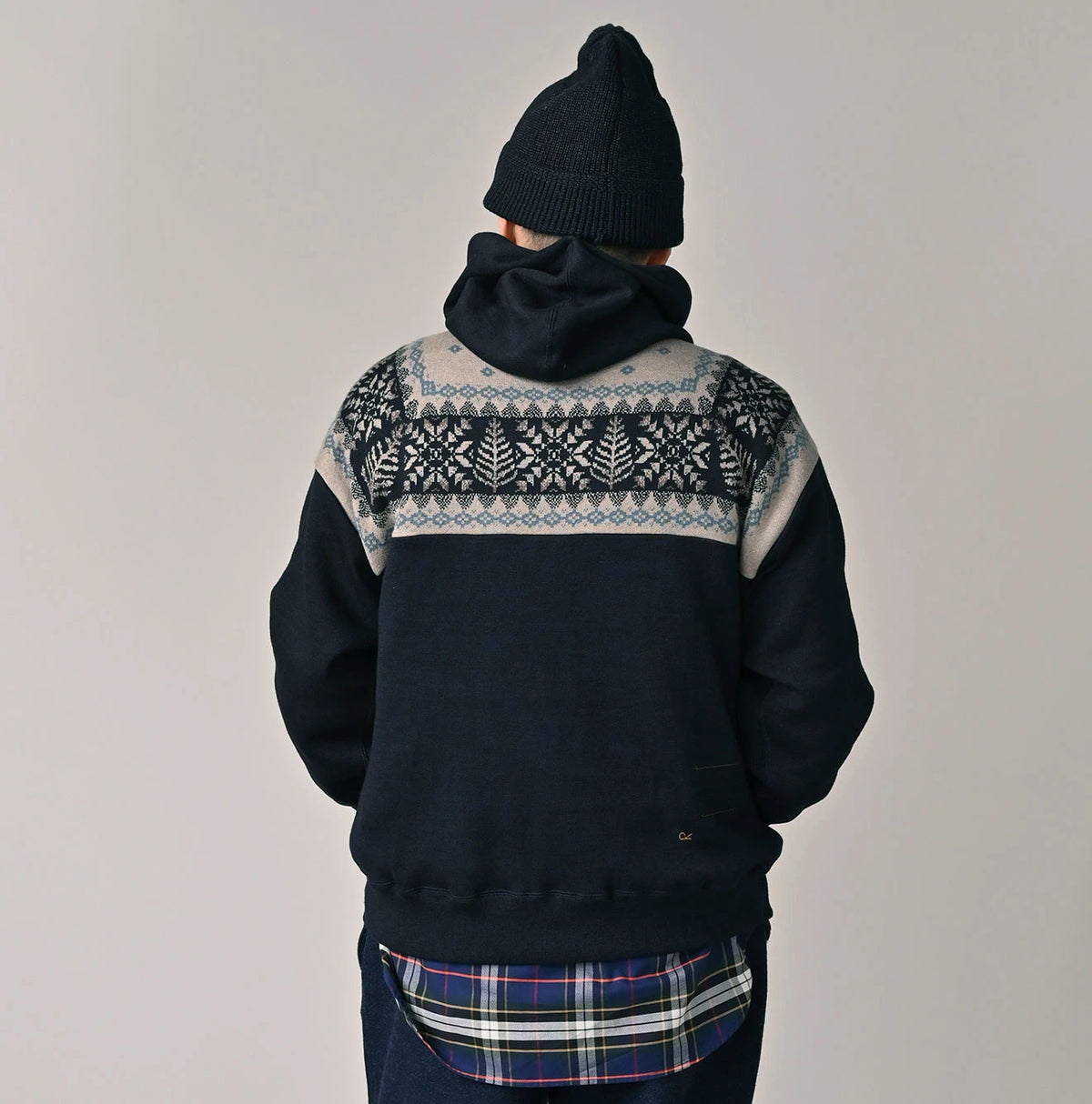 45R Indigo Snowflake Jacquard Smooth 908 Knit-sewn Hoodie - Image 9