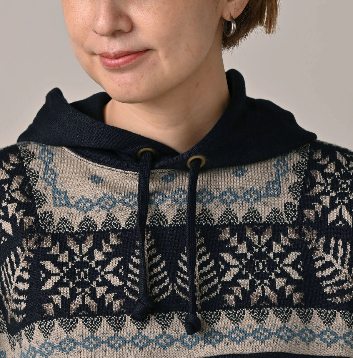 45R Indigo Snowflake Jacquard Smooth 908 Knit-sewn Hoodie