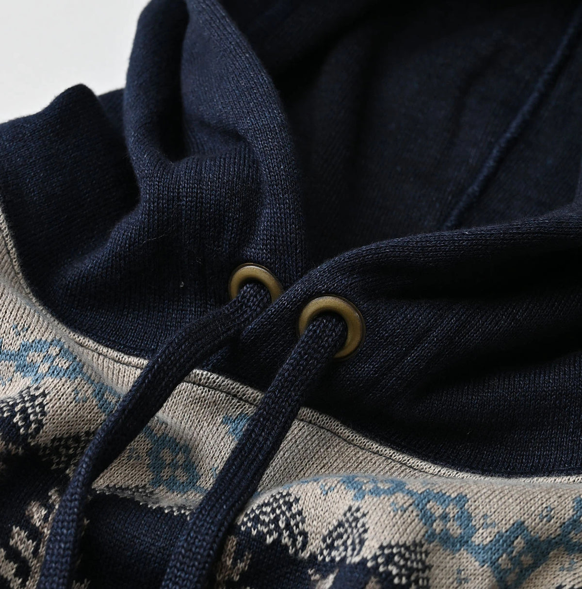 45R Indigo Snowflake Jacquard Smooth 908 Knit-sewn Hoodie - Image 15