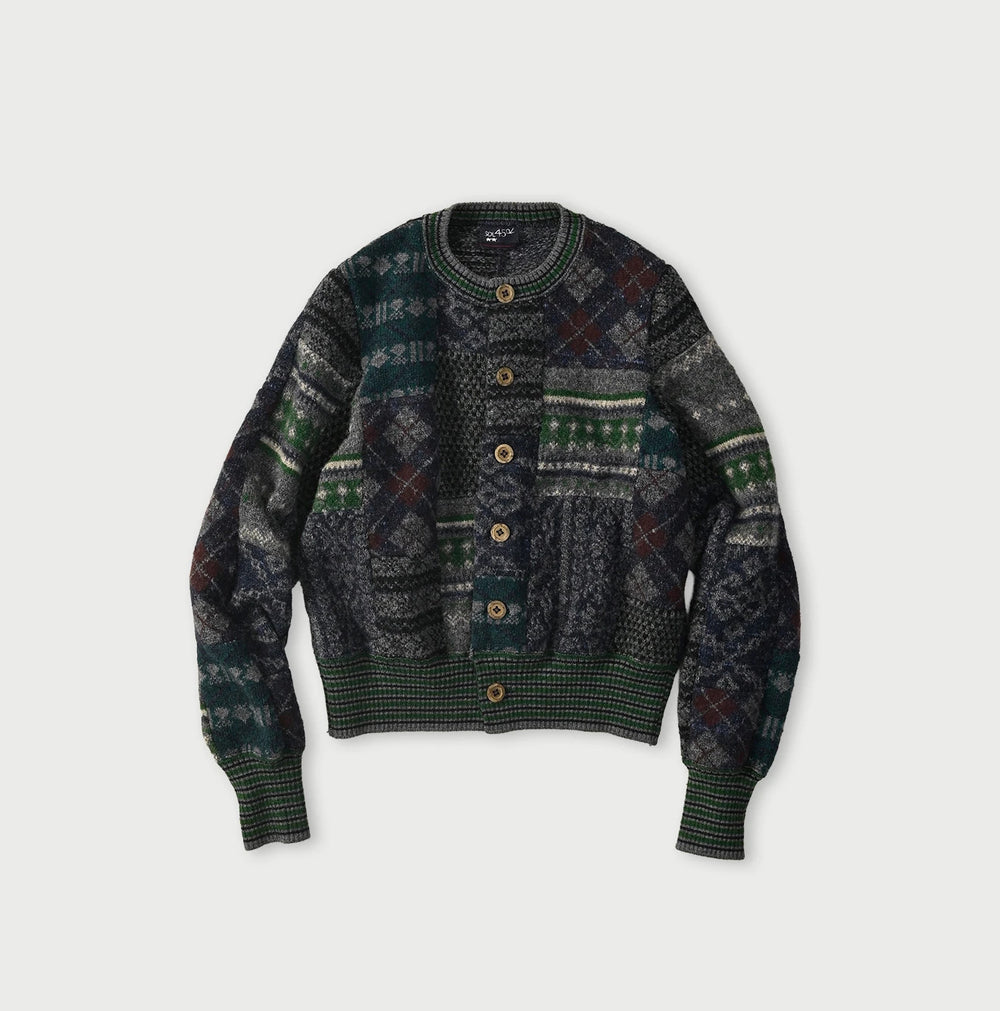45R Felted Jacquard Patchwork 908 Cardigan