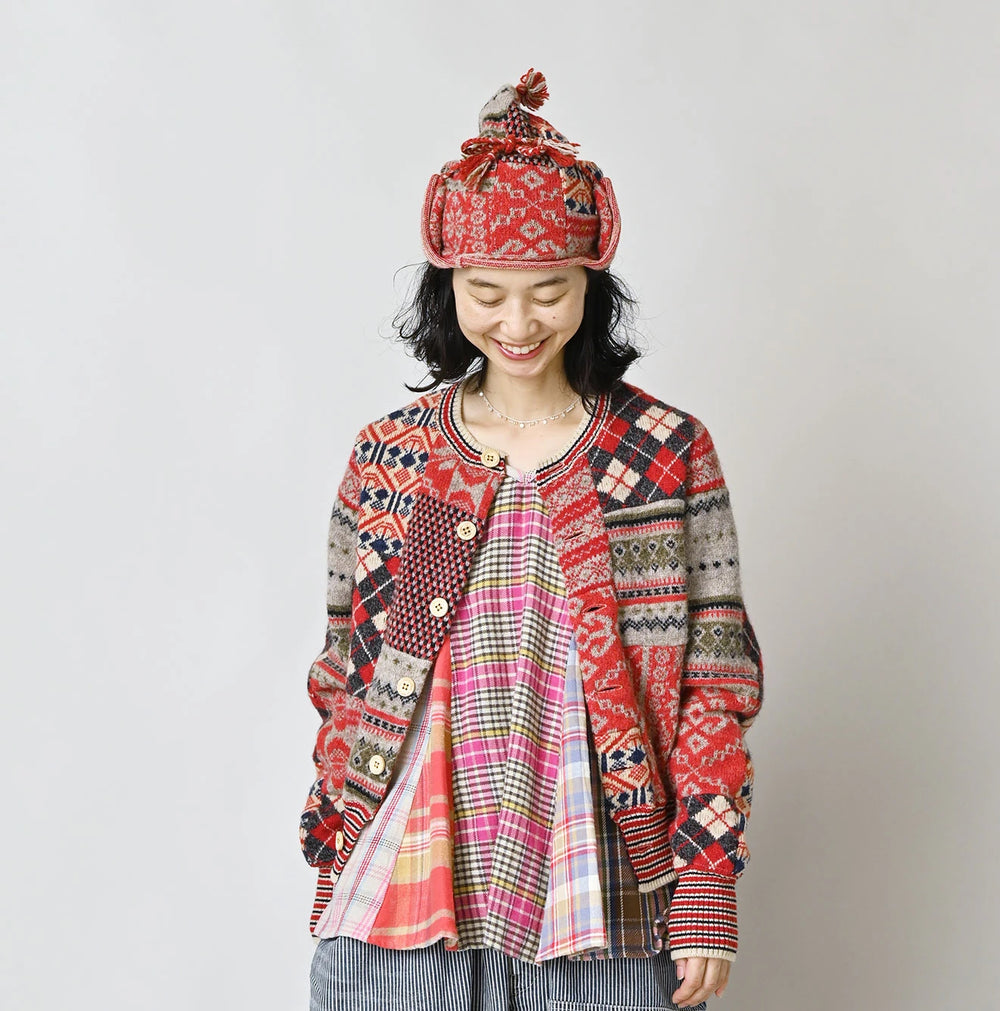 45R Felted Jacquard Patchwork 908 Cardigan