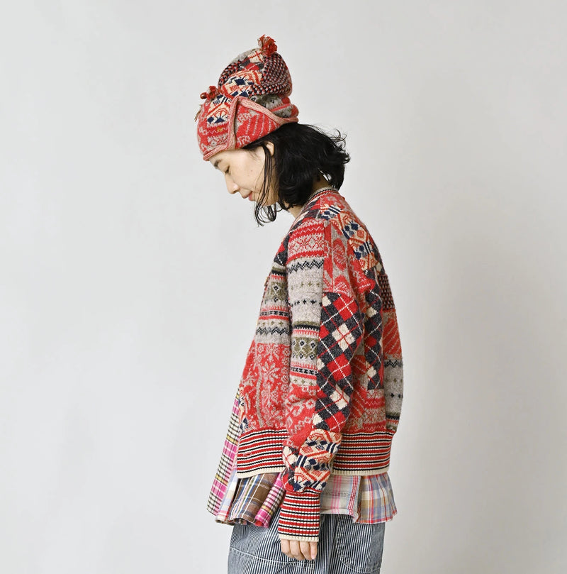 45R Felted Jacquard Patchwork 908 Cardigan - Image 6