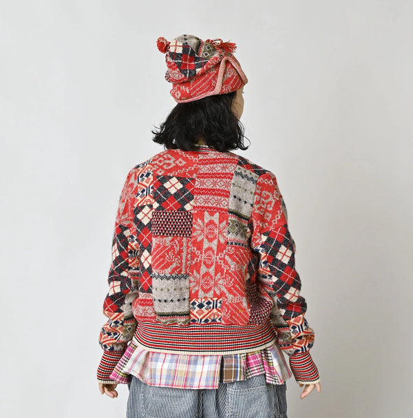 45R Felted Jacquard Patchwork 908 Cardigan