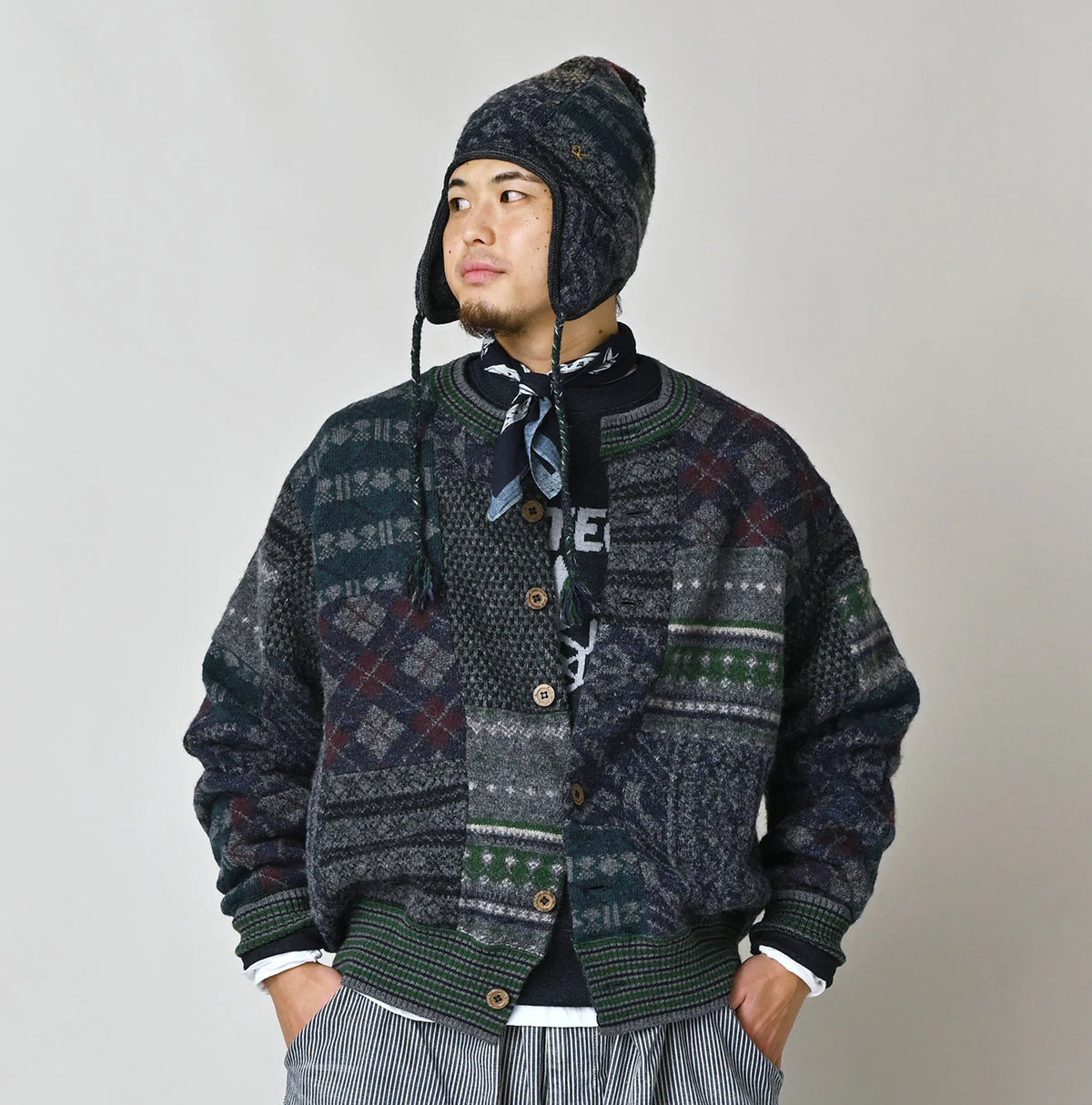 45R Felted Jacquard Patchwork 908 Cardigan