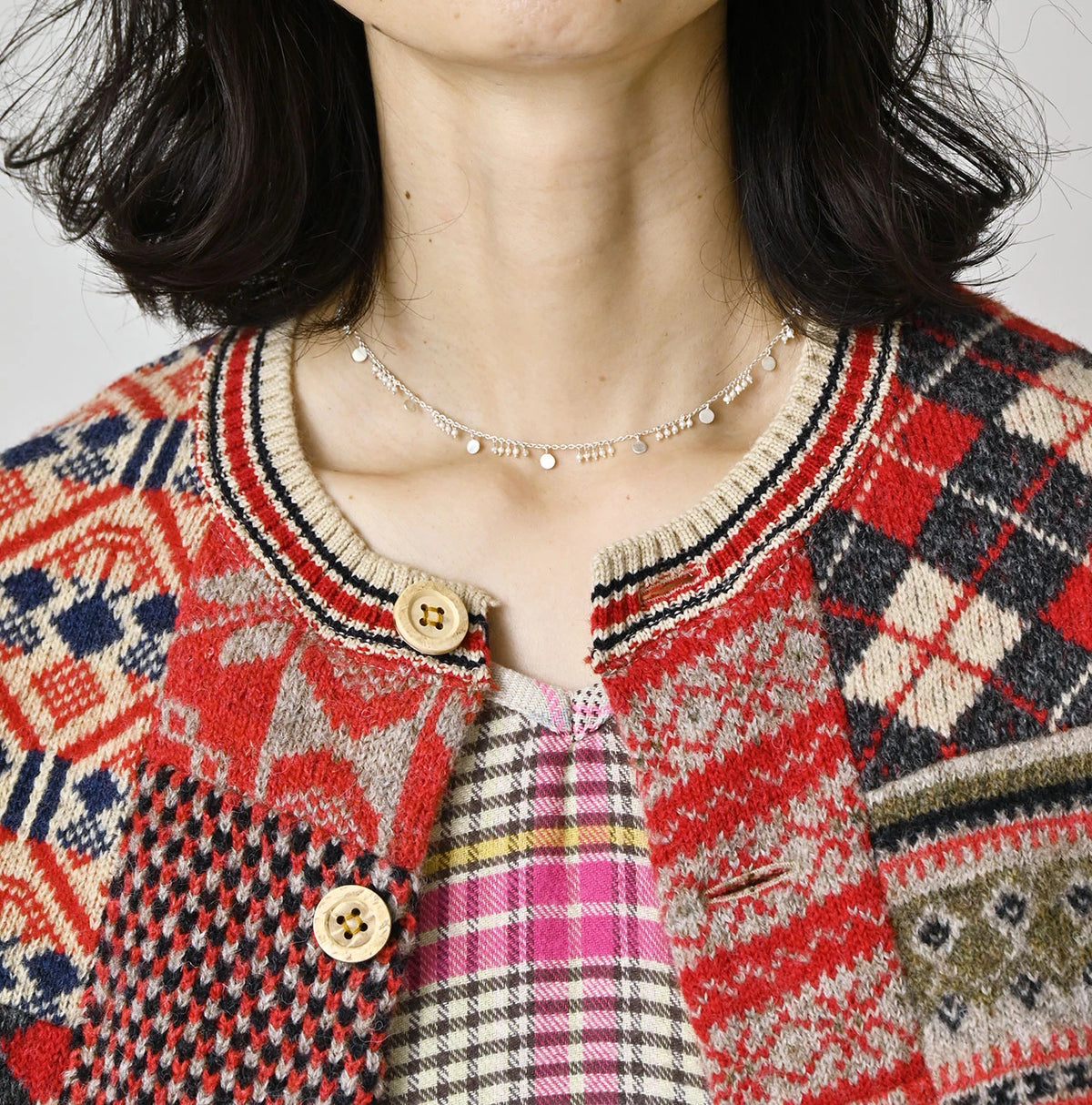 45R Felted Jacquard Patchwork 908 Cardigan