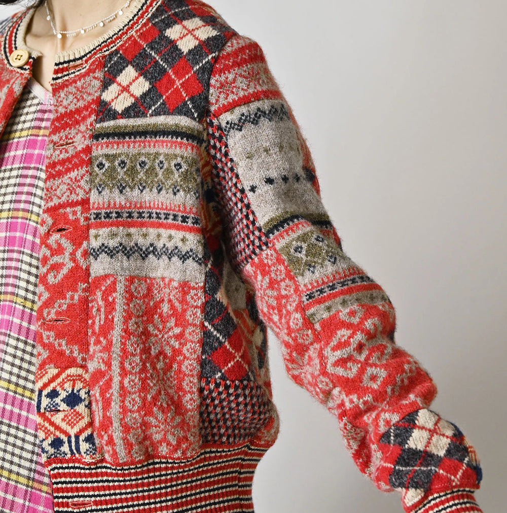 45R Felted Jacquard Patchwork 908 Cardigan