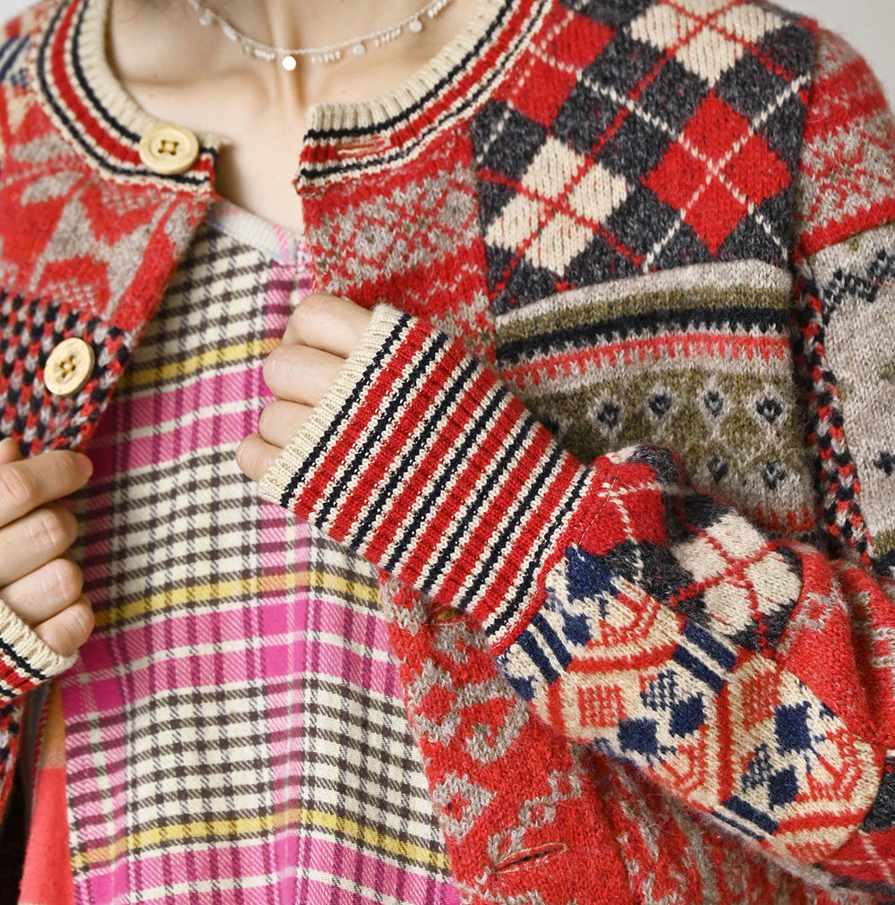 45R Felted Jacquard Patchwork 908 Cardigan