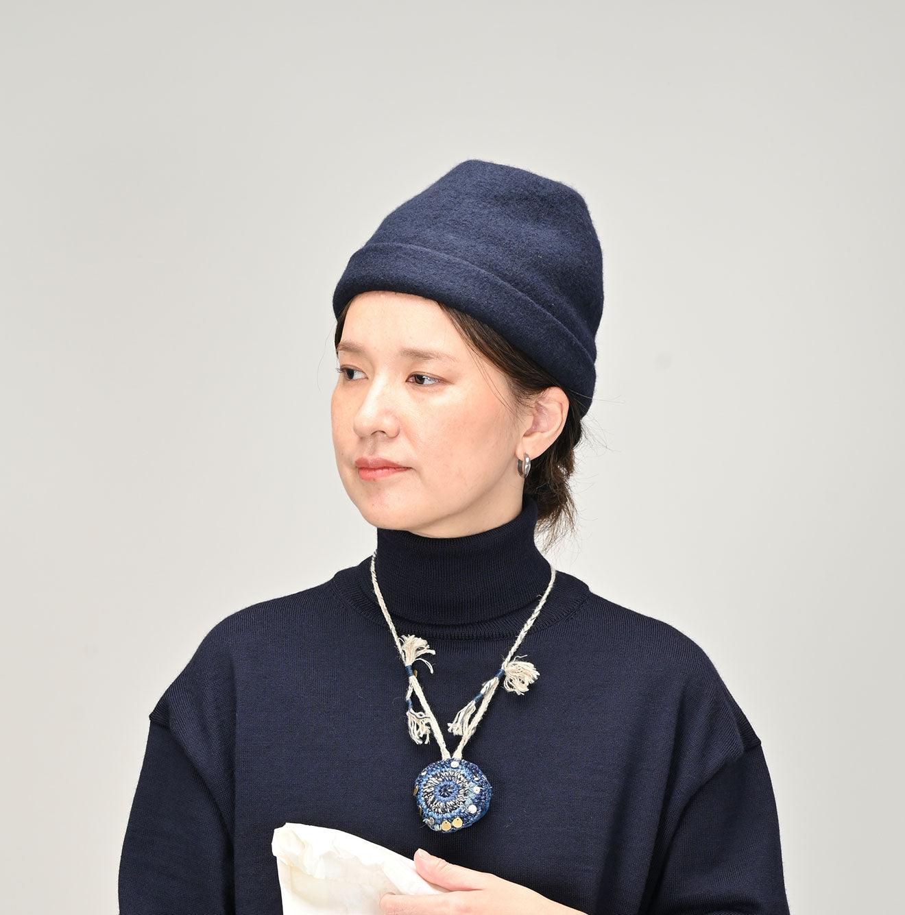 新品　SOL Hand-knitted Border Hat　navy SOL soonerorlater / HAND-KNITTED BORDER HAT / N
