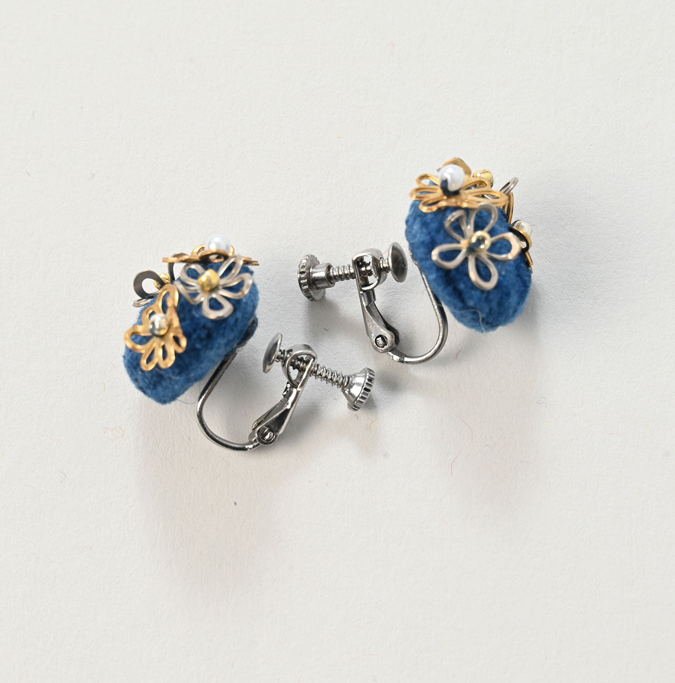 45R Ai Indigo x Silver Earrings