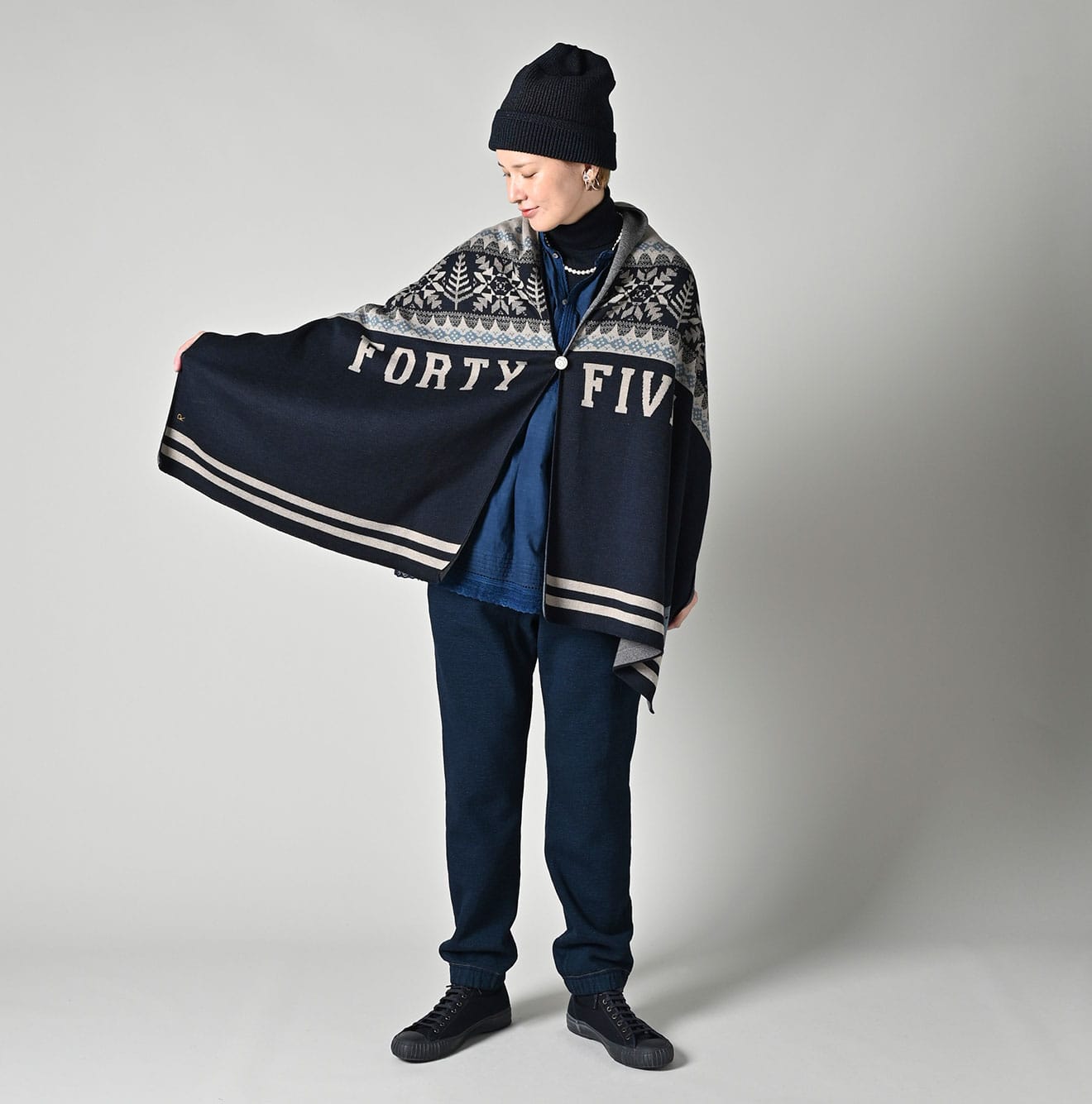 45R Indigo Snowflake Supima Organic Cotton Stole - Image 2