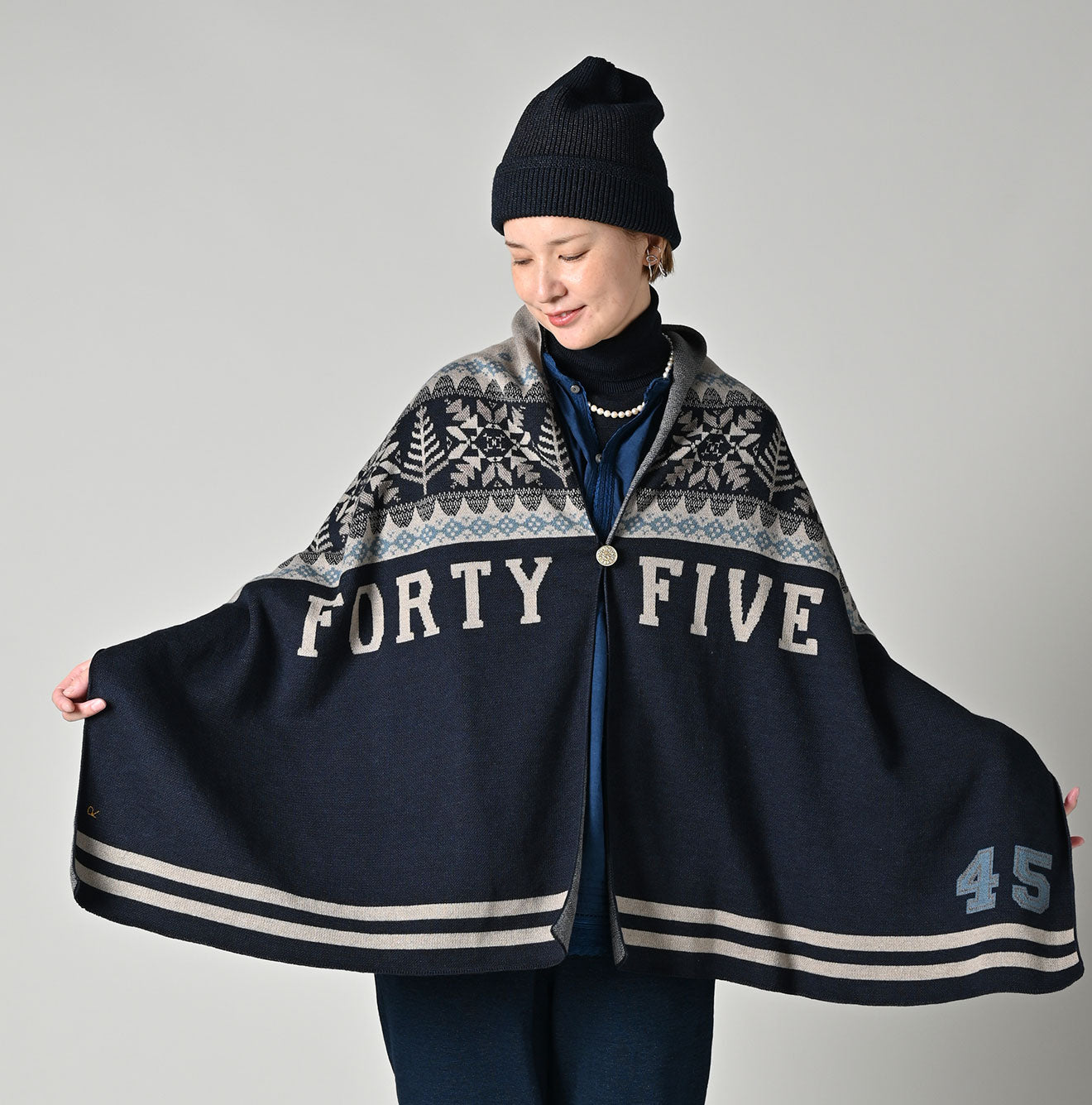 45R Indigo Snowflake Supima Organic Cotton Stole - Image 3