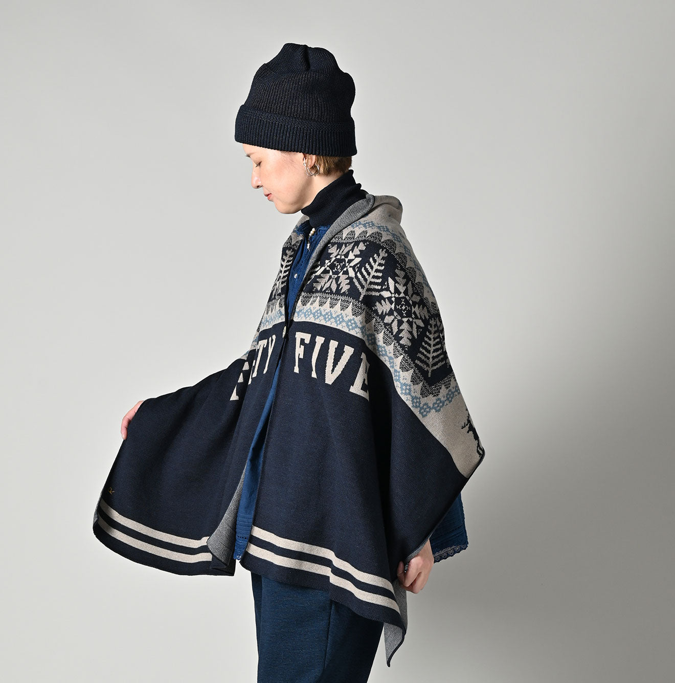 45R Indigo Snowflake Supima Organic Cotton Stole - Image 4