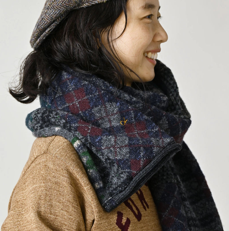 45R Felted Jacquard Patchwork Muffler - Image 4