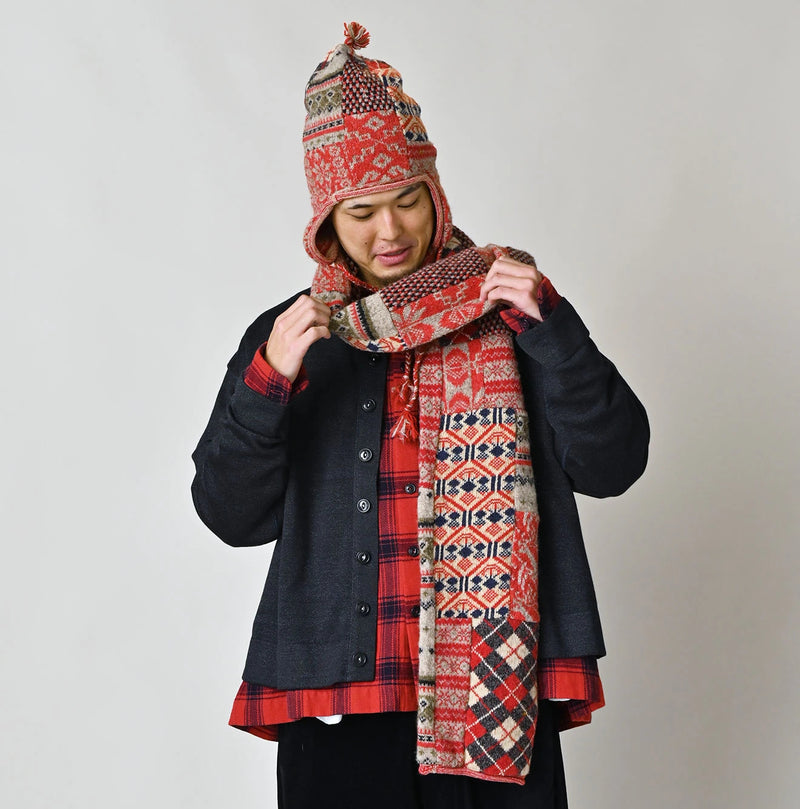 45R Felted Jacquard Patchwork Muffler - Image 5
