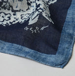 45R Indigo Gauze Flower Crest Bandana