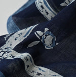 45R Indigo Gauze Flower Crest Bandana