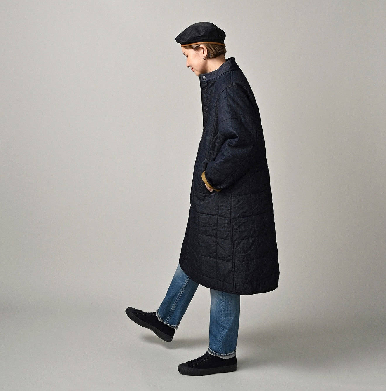 45R インディゴ キルティング コート 試着のみ Indigo 45-petit Denim 908 Quilt Coat Nou | 45R Official Online