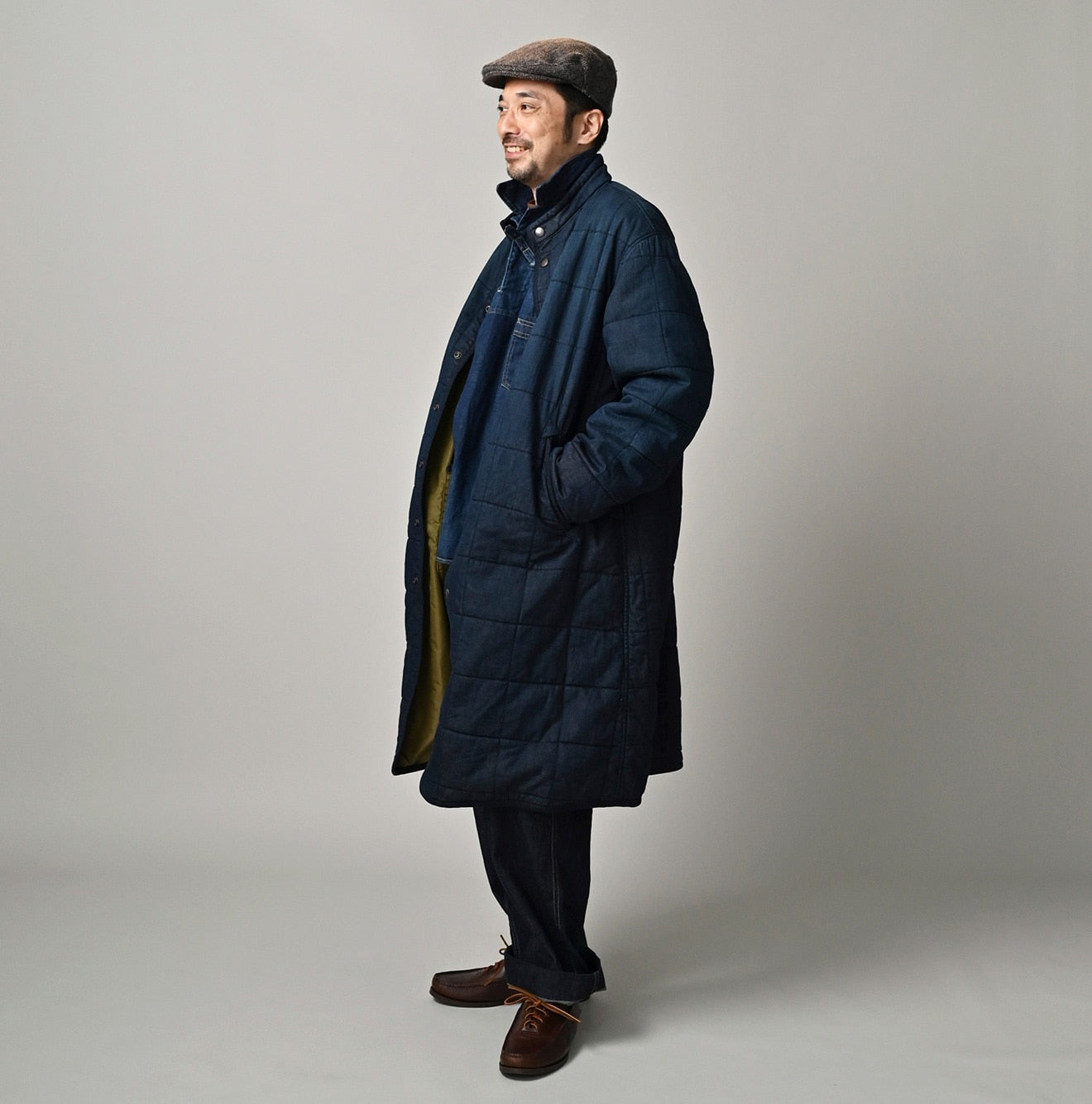 45R インディゴ キルティング コート 試着のみ Indigo 45-petit Denim 908 Quilt Coat Zyu | 45R Official Online