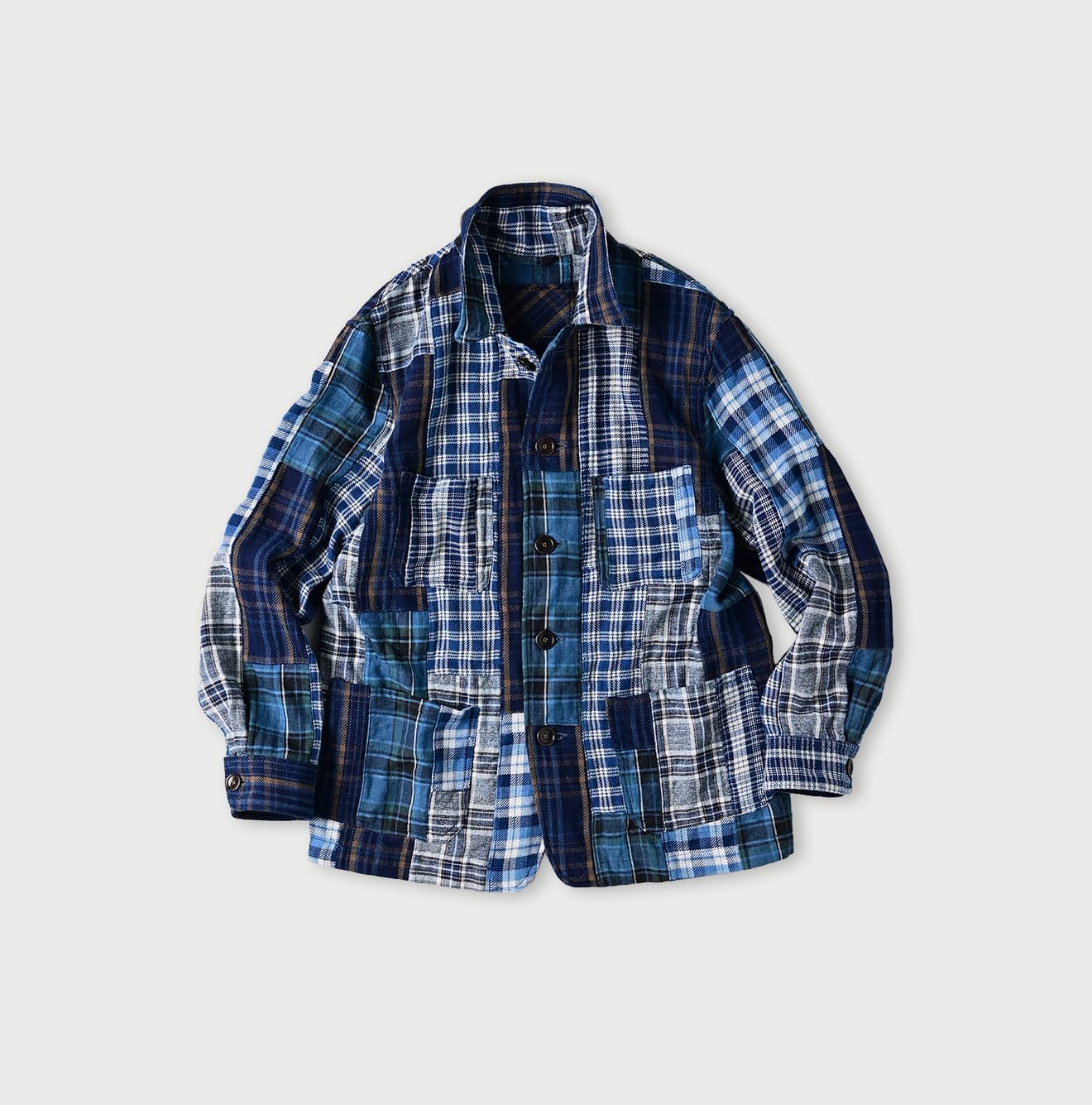 Ai Indigo Flannel Patchwork 908 4pocket Shirt (Size 4) - 45R by 45rpm studio