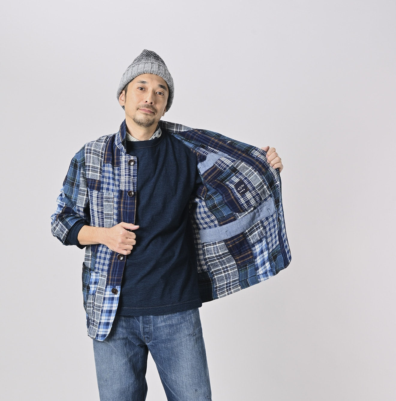 Ai Indigo Flannel Patchwork 908 4pocket Shirt (Size 4) - 45R by 45rpm studio